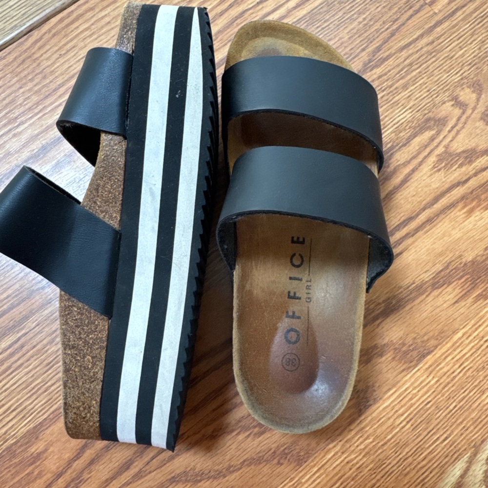 Black and White Platform Shoes with Striped Design
